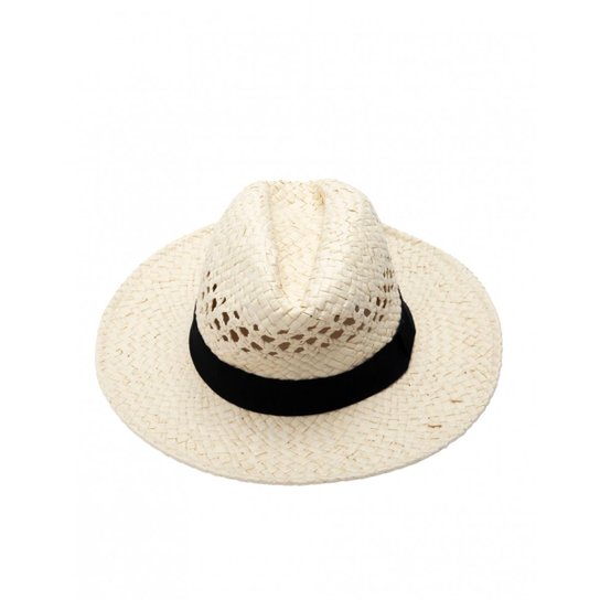 Chapéu Amaro De Palha Com Detalhe Feminino - Bege