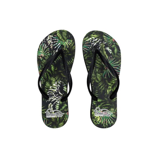 Chinelo Bossa Rio Slim Feminino - Preto+verde