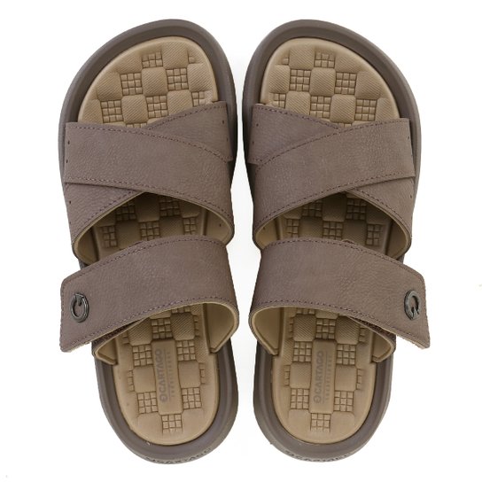 Chinelo Cartago Santorini V Slide Masculino - Marrom+Bege