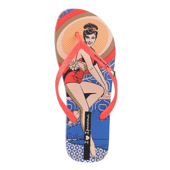 Chinelo Feminino Ipanema I Love Retrô Bege/vermelho - Vermelho