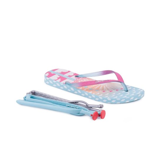 Chinelo Grendene Ipanema Troca Tiras Prata - Azul+Prata