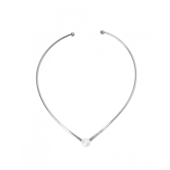 Choker Amaro Básica Com Pérola Feminino - Prata