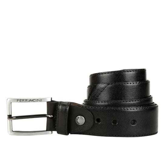Cinto Couro Ferracini Social Ziguezague Masculino - Preto