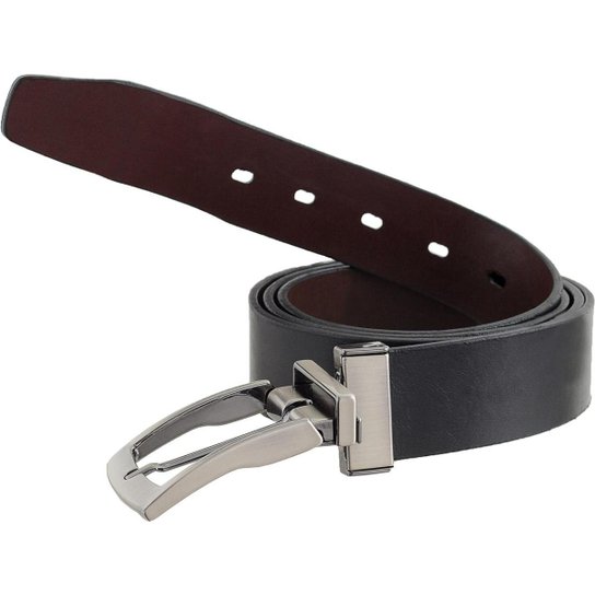 Cinto Executivo Dupla Face 100% Couro Jef Pastas - Preto+Marrom