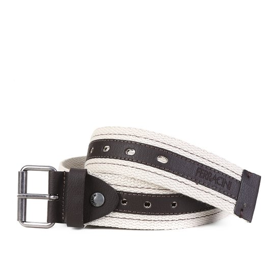 Cinto Ferracini Detalhe Couro Masculino - Café