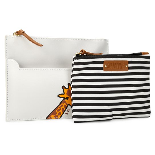 Clutch Santa Lolla Estampada c/ Necessaire - Branco