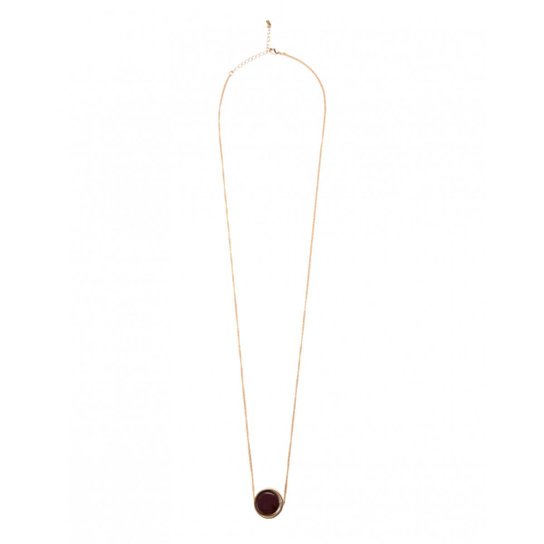 Colar Amaro Longo Pingente Circle Feminino - Dourado