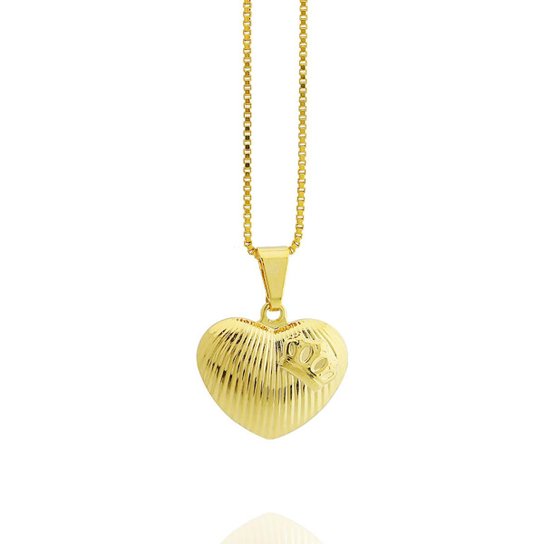 Colar Dona Diva Semi Joias Coração Coroa - Dourado