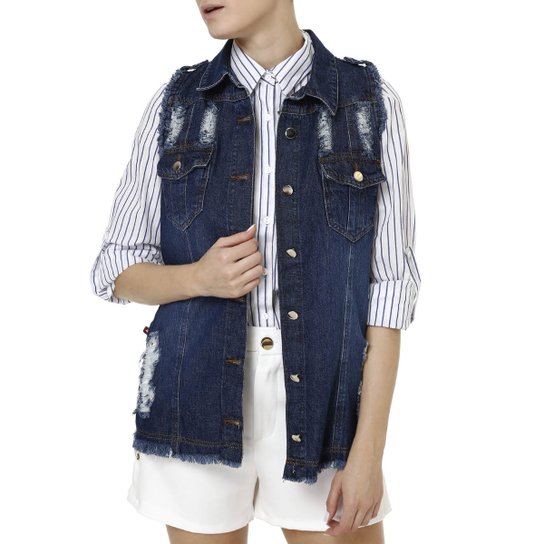 Colete Jeans Feminino - Azul