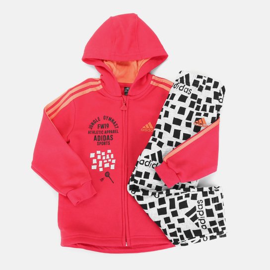 Conjunto Agasalho Infantil Adidas Sports - Vermelho+Branco