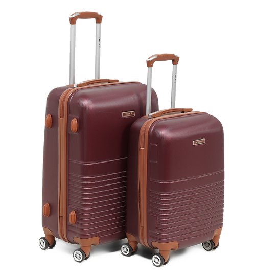 Conjunto de Malas de Viagem Yins Brasil ABS 2 Unidades - Vermelho