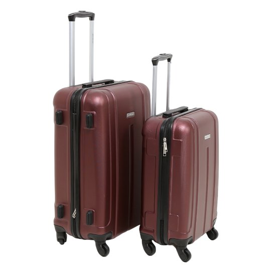 Conjunto de Malas de Viagem Yins Brasil ABS - Vermelho