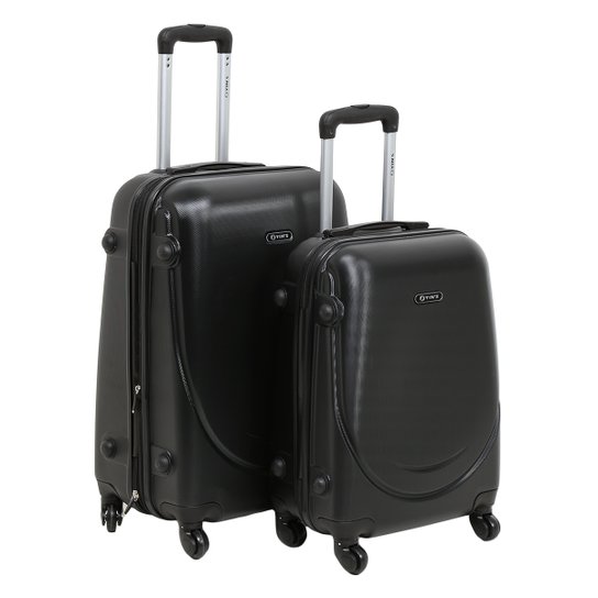 Conjunto de Malas de Viagem Yins Brasil com Rodinhas - Preto