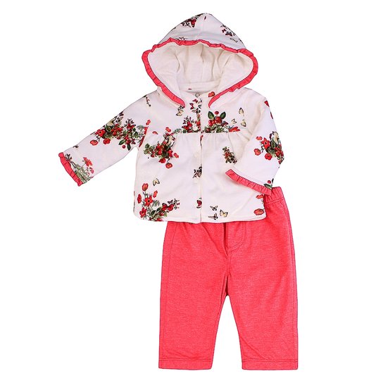 Conjunto Feminino Bibe Casaco Fofo e Calça Vermelho - Vermelho