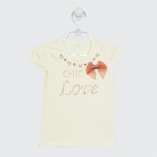Conjunto Gabriela Aquarela Blusa Chic Love E short Oncinha - Creme