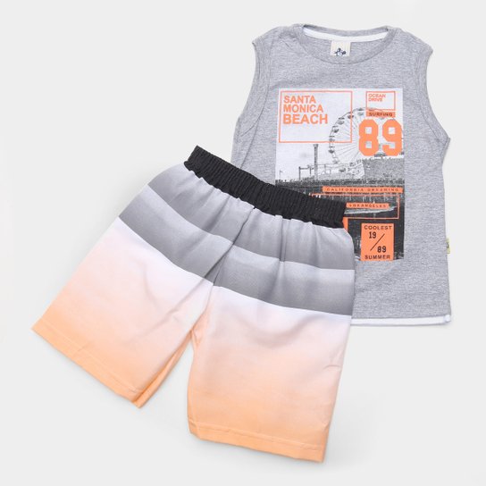 Conjunto Infantil Andritex Santa Monica Masculino - Cinza