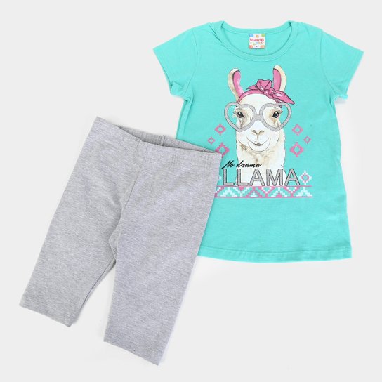 Conjunto Infantil Brandili Lhama Feminino - Verde