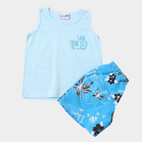 Conjunto Infantil Candy Kids Curto Bebê - Azul Claro