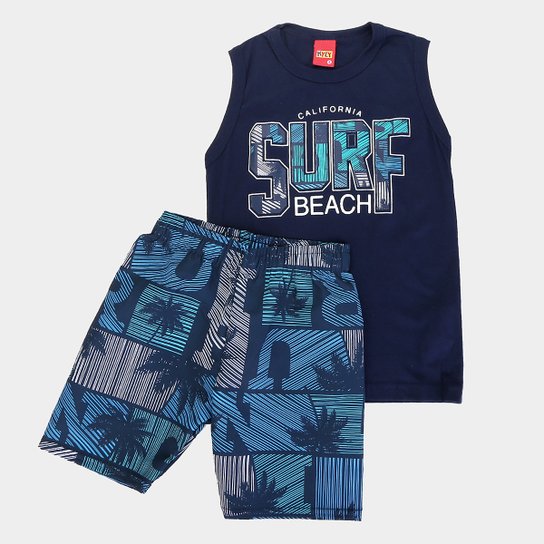 Conjunto Infantil Kyly Surf Beach Masculino - Marinho