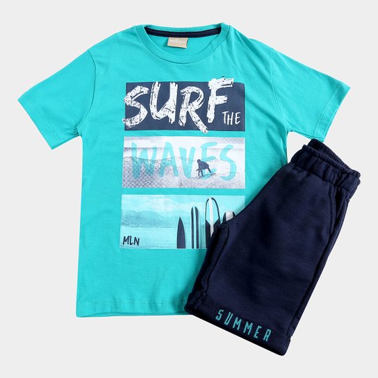Conjunto Infantil Milon Surf The Waves Masculino - Verde