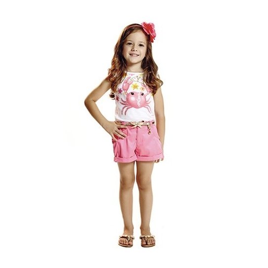 Conjunto Momi Short e Blusa - Branco+Rosa