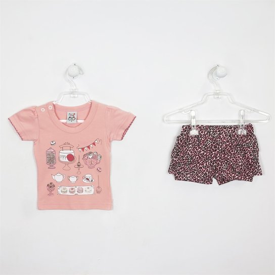 Conjunto Randa Mundo Short Balonê - Rosa