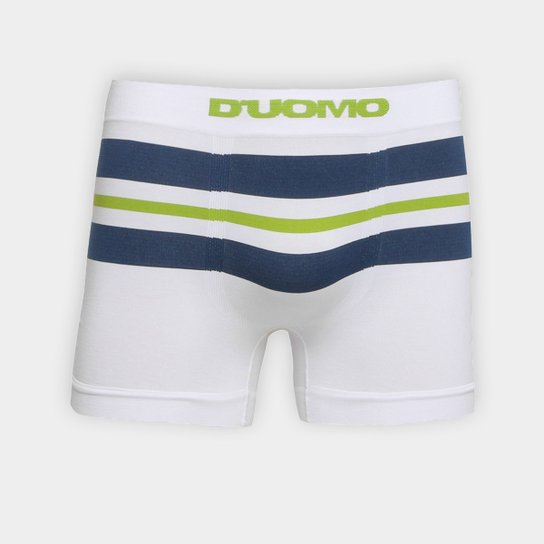 Cueca Boxer Duomo Sem Costura Microfibra Listras - Branco