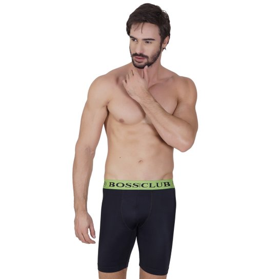Cueca Click Chique Boxer Ciclista Com Forro - Preto