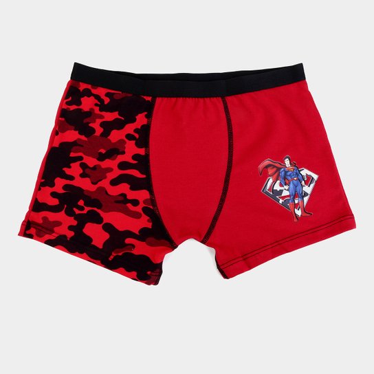 Cueca Infantil Lupo Boxer Estampa Camuflada Super-Man - Vermelho