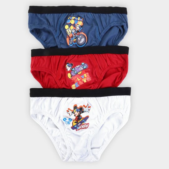 Cueca Infantil Lupo Slip Estampa Mickey - Branco+Vermelho