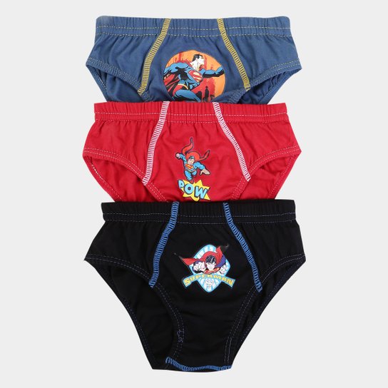 Cueca Infantil Lupo Superman Slip - Azul+Vermelho