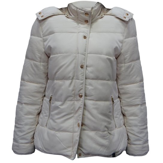 Jaqueta Alma de Praia Nylon Plumas Creme Feminina - Cinza