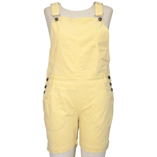 Jardineira Confidencial Extra Jeans Plus Size Feminina - Amarelo