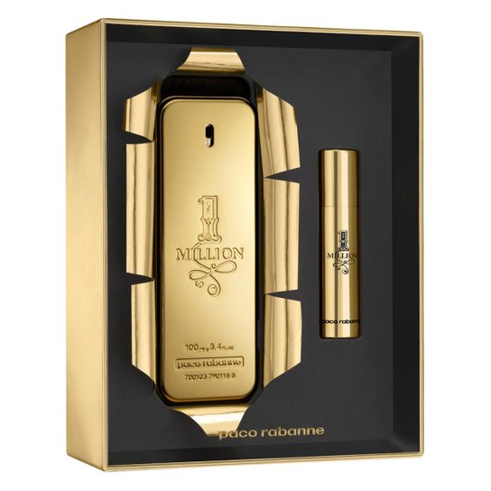 Kit 1 Perfume Masculino Paco Rabanne 1 Million EDT 100ml + 1 Perfume Travel Size 10ml - Incolor
