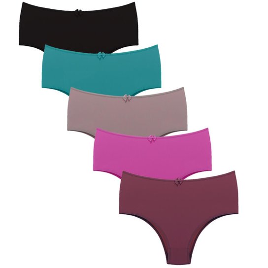 Kit 5 Calcinhas Dorbe Senhora Alta - Preto+Bege