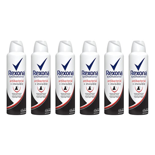 Kit 6 Desodorantes Rexona Women Aerosol Antitranspirante Antitranspirante + Invisible Feminino 150ml - Incolor