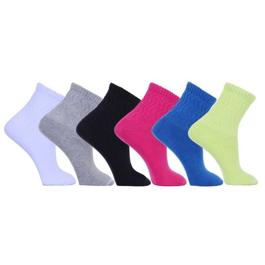 Kit 6 Pares Meia Aeróbica Cano Curto Dorbe Halk - Verde+Branco