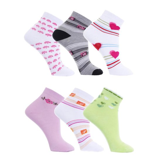 Kit 6 Pares Meia Dorbe Algodão Feminina - Colorido