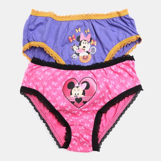 Kit Calcinha Infantil Lupo Minnie 2 Peças - Pink+Roxo