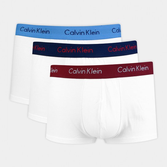 Kit Cueca Boxer Calvin Klein Trunk 3 Peças - Vinho+Azul