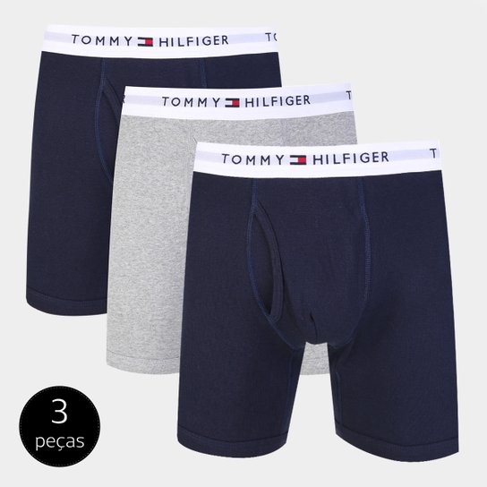 Kit Cueca Boxer Tommy Hilfiger 3 Peças - Azul