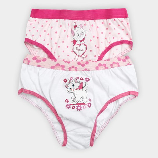 Kit de 2 Calcinhas Infantis Lupo Marie Feminina - Branco+Rosa