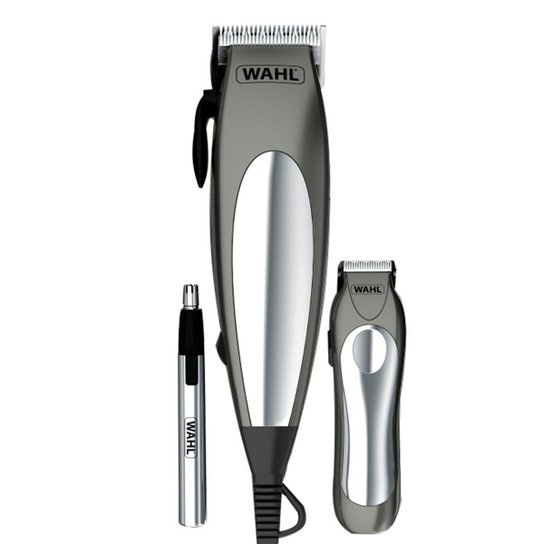 Kit de Máquina de Cortar Cabelo e Aparador de Pelos Wahl Deluxe Groom Pro 220V - Prata+Grafite