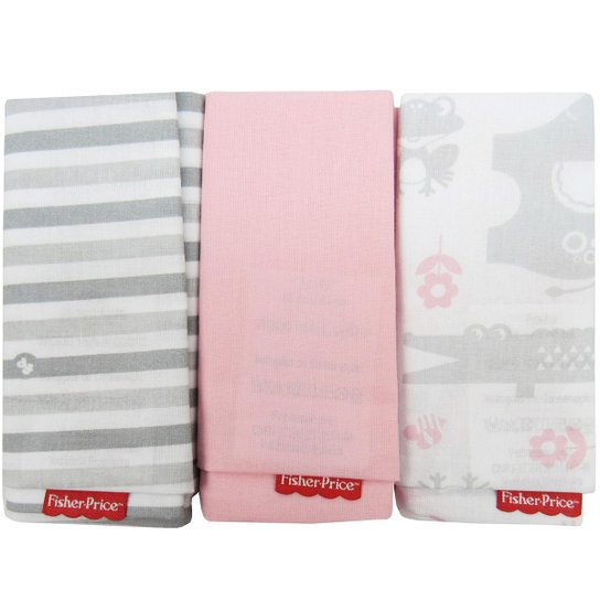 Kit Fronha Fisher Price Feminina com 3 Unidades - Branco+Rosa