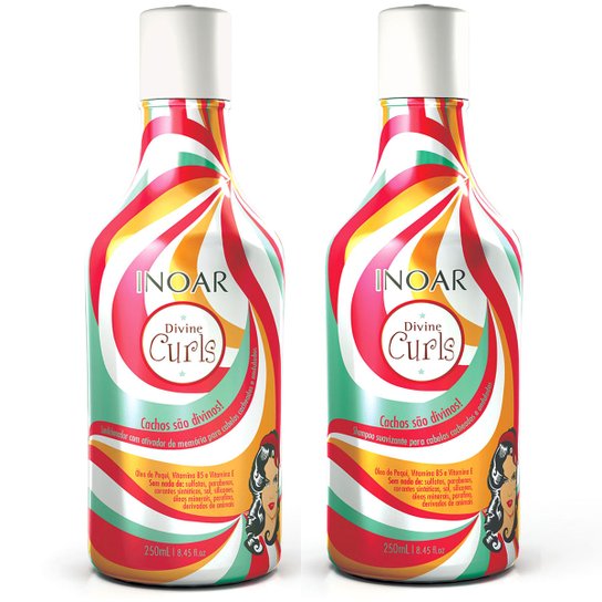 KIT INOAR SHAMPOO LOW POO DIVINE CURLS 250ML + CONDICIONADOR DIVINE CURLS 250ML - Incolor
