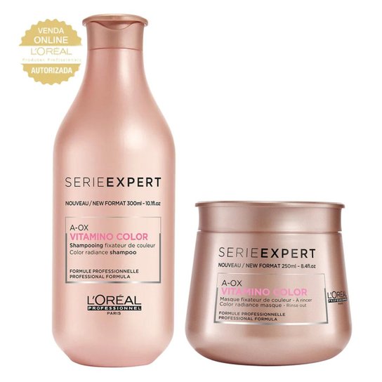 Kit L'oréal Professionnel Shampoo Vitamino Color 300ml + Máscara Tratamento 250g - Incolor