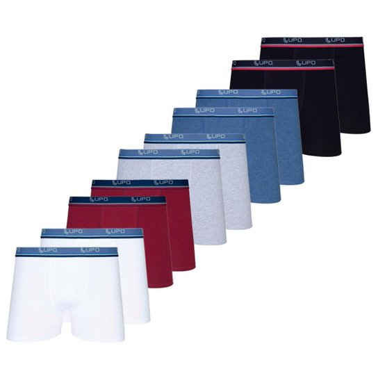Kit/10 Cueca Lupo Boxer 0523-910 - Branco+Vermelho