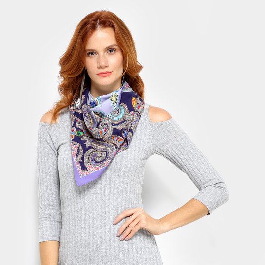 Lenço Pashmina Estampado Feminino - Lilás