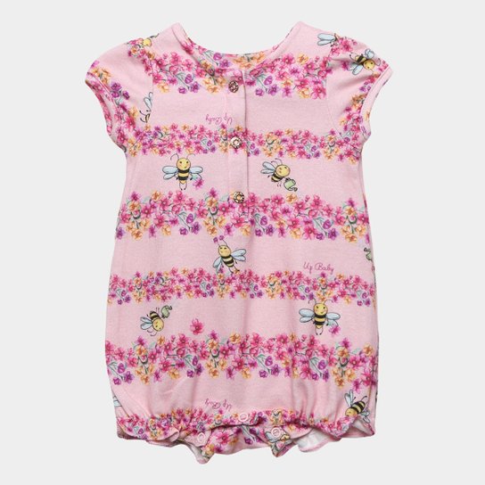 Macaquinho Infantil Up Baby Floral Feminino - Rosa