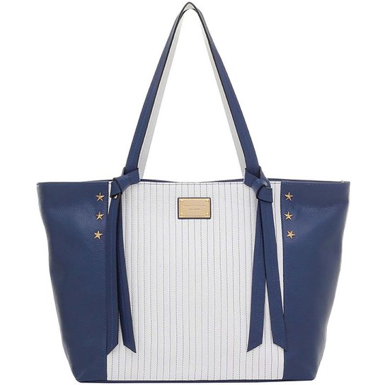 Max Bolsa Couro Tiracolo Estrelas - Azul